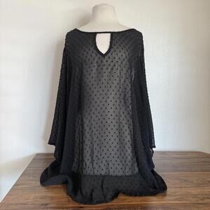 Torrid Black Sheer Swiss Dot Blouse Size 3